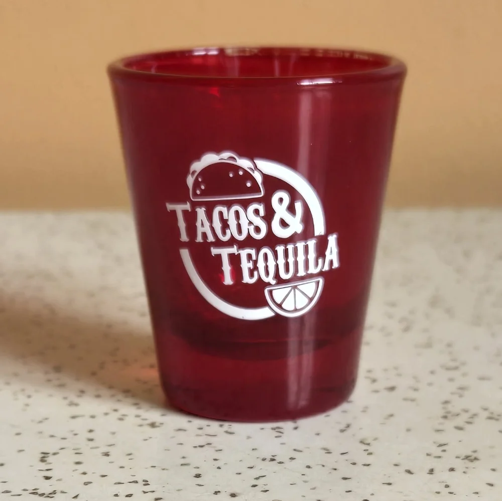 Tacos & Tequila Red Shot Glass